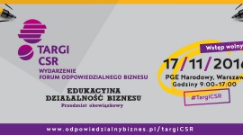 Edukacyjna działalność biznesu na 6. Targach CSR [zaproszenie video] BIZNES, Firma - Największe w Polsce wydarzenie poświęcone społecznej odpowiedzialności biznesu i zrównoważonemu rozwojowi – Targi CSR odbędzie się 17 listopada 2016 roku w Galerii stadionu PGE Narodowego w Warszawie. Tematem przewodnim tegorocznych Targów będzie edukacyjna działalność biznesu.