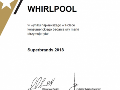 Whirlpool laureatem nagrody Superbrands 2018