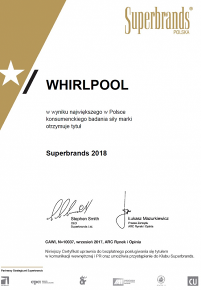 Whirlpool laureatem nagrody Superbrands 2018