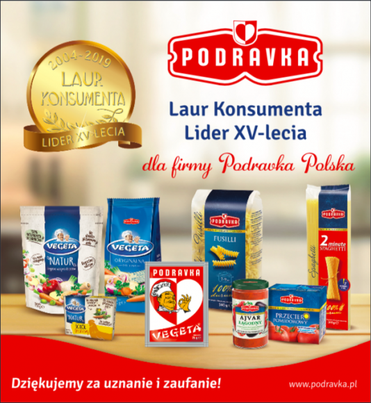 Lider XV-lecia – wyjątkowy Laur Konsumenta dla Podravka Polska